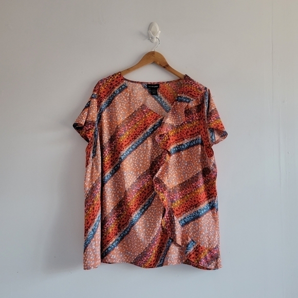 ☀️Lane Bryant Animal Print Stripe Top - Picture 1 of 5